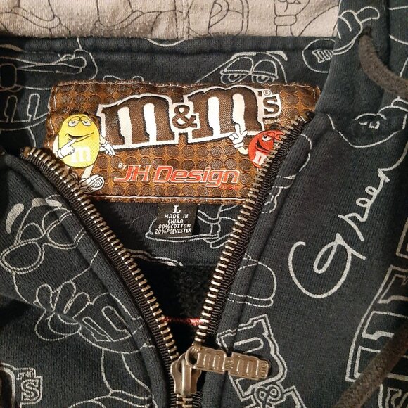 Vintage M&M's hoodie by JH Design all over print hooded Jacket Unisex Size Large - Picture 2 of 11